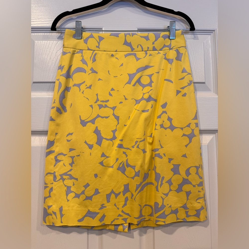 J. Crew Yellow and Gray Floral Women's Skirt